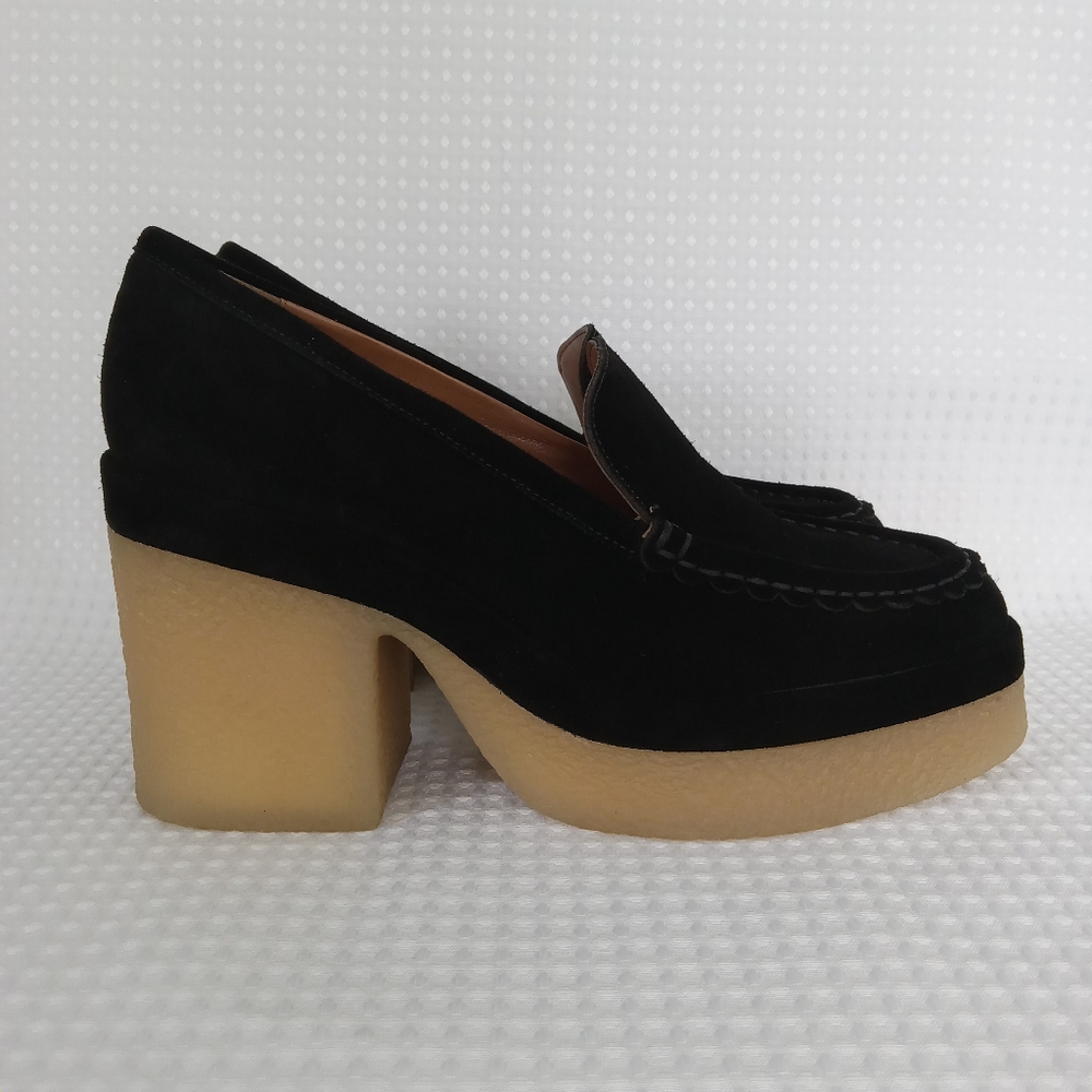 MARC FISHER LTD Women's Black Suede Lina Slip On Platform Loafer Size 10M